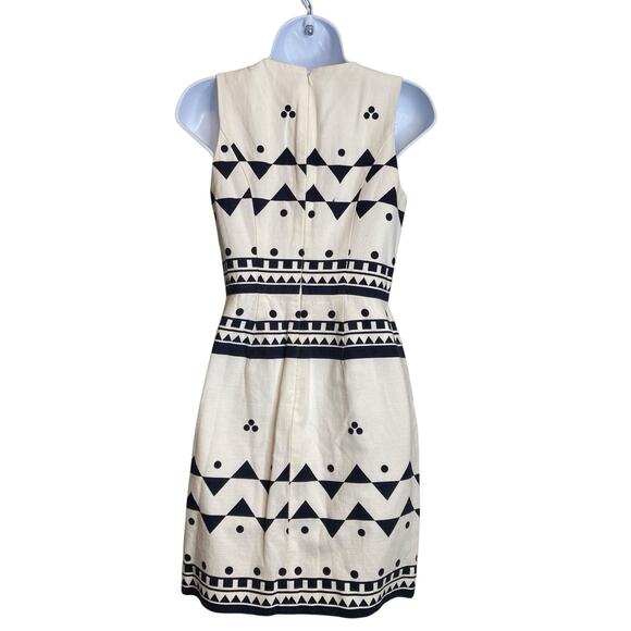 J Crew Women's White Black Bold Textured Geometric‎ Print Dress Size 0 Modern - Picture 2 of 12